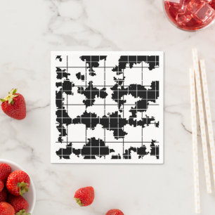 Servilleta De Papel Diseño de arte abstracto orgánico blanco y negro
