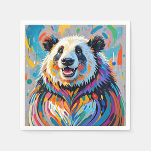 Servilleta De Papel Diseño de arte de animal panda abstracto colorido