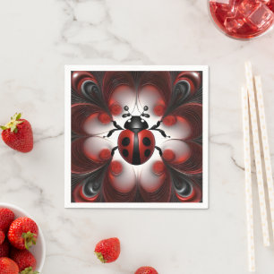 Servilleta De Papel Diseño De Arte Fractal De Swirly Ladybird,