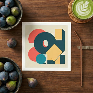 Servilleta De Papel Diseño de Arte Retro Risograph Geométrico Abstract