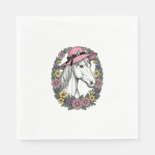 Servilleta De Papel Diseño de arte vectorial de retrato de caballo flo