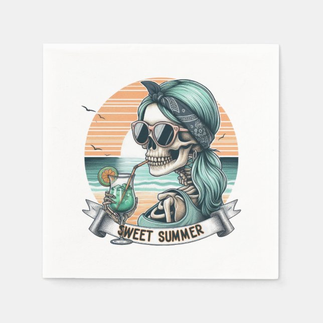 Servilleta De Papel Diseño de atardecer retro de verano dulce (Anverso)