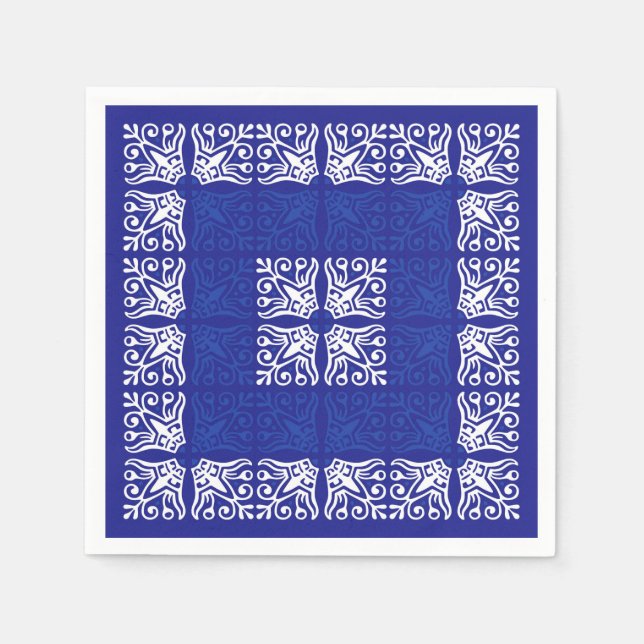 Servilleta De Papel Diseño de Bandana Azul (Anverso)
