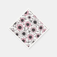 Diseño de boceto de flores y hojas rosadas