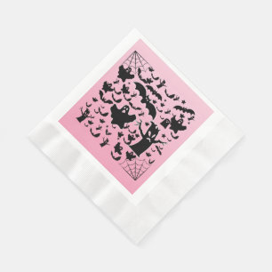 Servilleta De Papel Diseño de bosque de fantasmas espeluznantes rosado