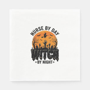 Servilleta De Papel Diseño de bruja enfermera vintage de Halloween_1