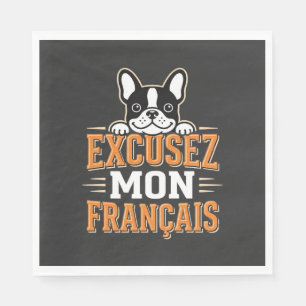 Servilleta De Papel Diseño de Bulldog Francés Excusez Mon Franais