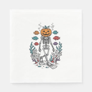 Servilleta De Papel Diseño de buzo de esqueleto de calabaza vintage de