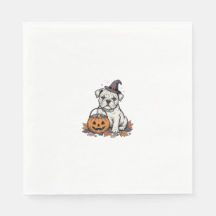 Servilleta De Papel Diseño de calabaza de bulldog de Halloween grabado