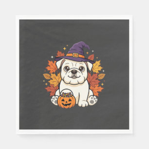 Servilleta De Papel Diseño de calabaza de Halloween de Bulldog lindo_1