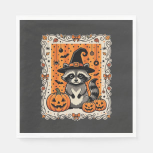Servilleta De Papel Diseño de calabaza de Halloween de mapache espeluz