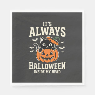 Servilleta De Papel Diseño de calabaza gato negro siempre Halloween