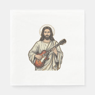 Servilleta De Papel Diseño de camiseta con grabado de guitarrista sagr