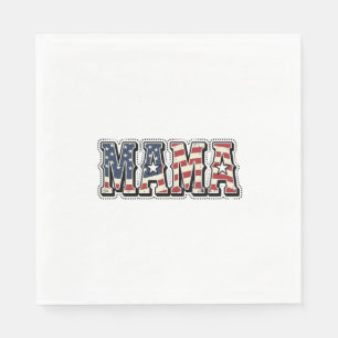 Servilleta De Papel Diseño de camiseta con letra de Mama Patriótica Vi