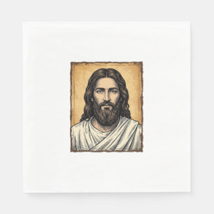Servilleta De Papel Diseño de camiseta con retrato religioso grabado v