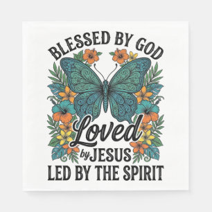 Servilleta De Papel Diseño de camiseta cristiana de mariposa bendita (