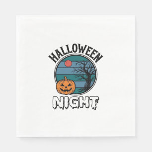 Servilleta De Papel Diseño de camiseta de árbol de calabaza de noche d