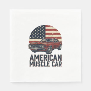 Servilleta De Papel Diseño de camiseta de bandera vintage de coche mus