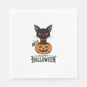 Servilleta De Papel Diseño de camiseta de calabaza de gato negro de Ha