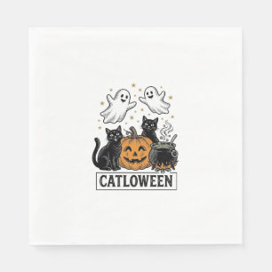 Servilleta De Papel Diseño de camiseta de Catloween gato fantasma vint