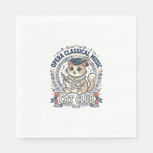 Servilleta De Papel Diseño de camiseta de gato lindo de música clásica