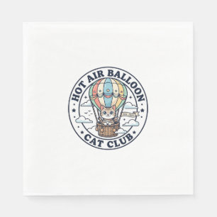Servilleta De Papel Diseño de camiseta de gato lindo globo aerostático