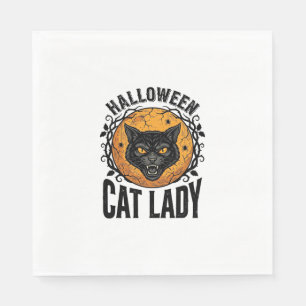 Servilleta De Papel Diseño de camiseta de gato negro vintage de la dam
