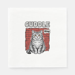 Servilleta De Papel Diseño de camiseta de gato vintage Cuddle King_1