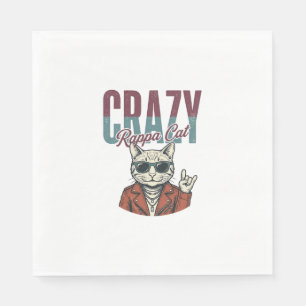 Servilleta De Papel Diseño de camiseta de grabado vintage de gato rapp