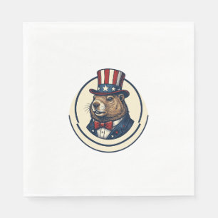 Servilleta De Papel Diseño de camiseta de grabado vintage de marmota p
