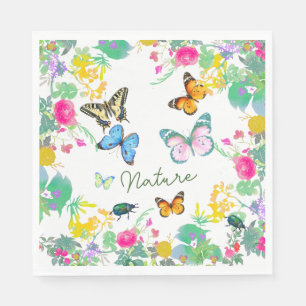 Servilleta De Papel Diseño de camiseta de mariposas al acuarela