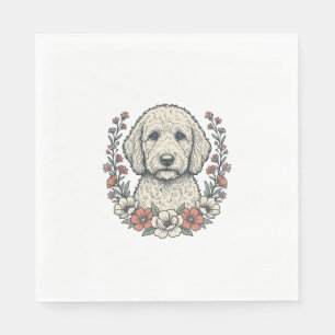 Servilleta De Papel Diseño de camiseta de retrato de perro rizado flor