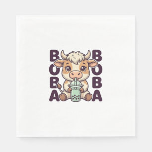 Servilleta De Papel Diseño de camiseta de té de burbujas de vaca linda