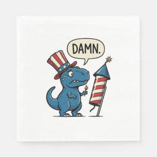 Servilleta De Papel Diseño de camiseta divertida patriótica T-Rex fueg
