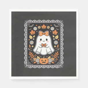 Servilleta De Papel Diseño de camiseta floral de calabaza fantasma de