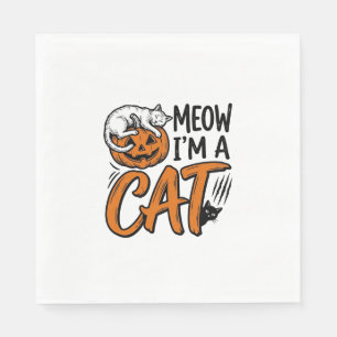 Servilleta De Papel Diseño de camiseta tipográfica de gato de calabaza