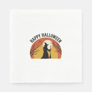 Servilleta De Papel Diseño de camiseta Vintage Bruja Feliz Halloween_1