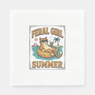 Servilleta De Papel Diseño de camiseta vintage flotante de gato de ver
