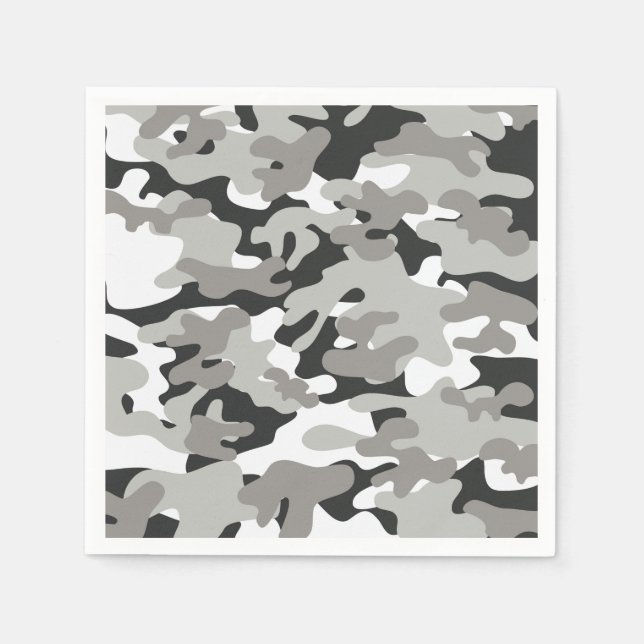 Servilleta De Papel Diseño de camo negro y gris (Anverso)