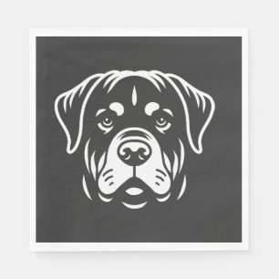 Servilleta De Papel Diseño de Cara de Rottweiler Minimalista � Arte de
