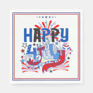 Servilleta De Papel Diseño de Celebración Patriótica del 4 de Julio Fe