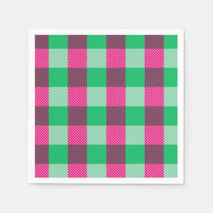 Servilleta De Papel Diseño de cheques de Gingham verde rosa