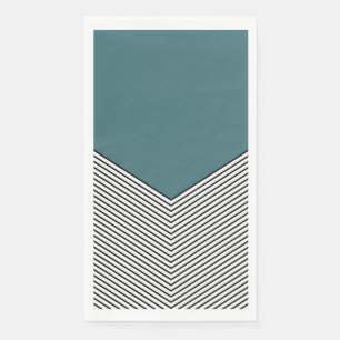 Servilleta De Papel Diseño de chevron negro y blanco y triángulo azul