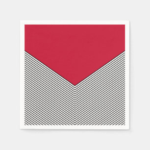 Servilleta De Papel Diseño de chevron negro y blanco y triángulo rojo