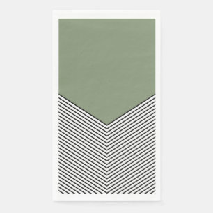 Servilleta De Papel Diseño de chevron negro y blanco y triángulo verde