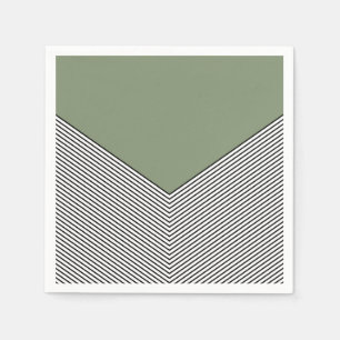 Servilleta De Papel Diseño de chevron negro y blanco y triángulo verde