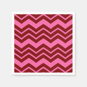 Servilleta De Papel Diseño de Chevron Zigzag Rojo Granate Rosa