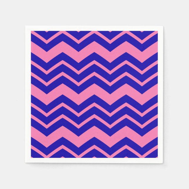 Servilleta De Papel Diseño de Chevron Zigzag Rosa Azul (Anverso)
