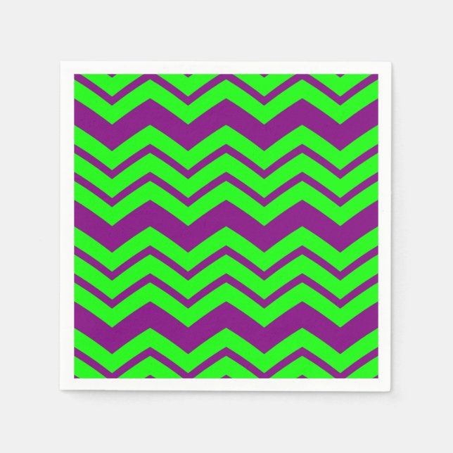 Servilleta De Papel Diseño de Chevron Zigzag Verde Púrpura (Anverso)