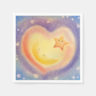 Servilleta De Papel Diseño de cielo soñador con luna y estrellas en pa